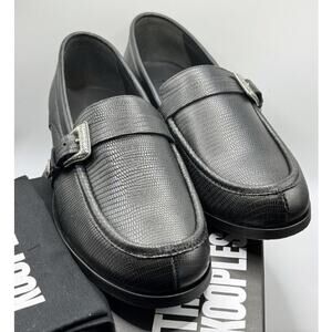 The Kooples Men's Black Leather Loafers Size 9.5 US 43 FR NIB Lizard Texture